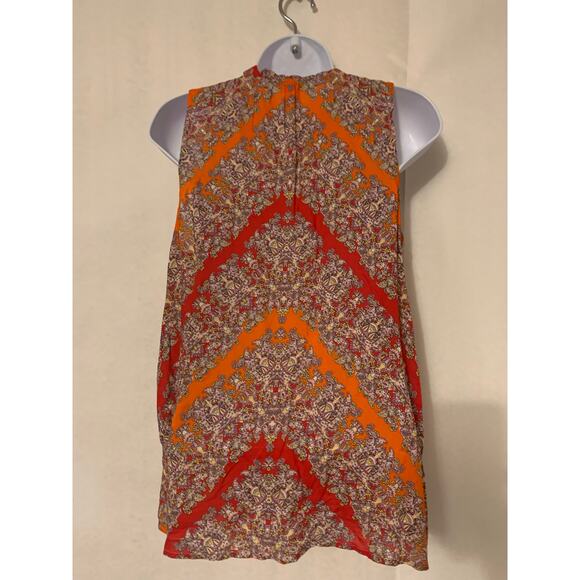 Sundance Boho  Paisley Tassel Sleeveless Orange Rose/Red Size Small Womens Top - Picture 2 of 8